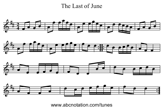 Last of June, The - staff notation