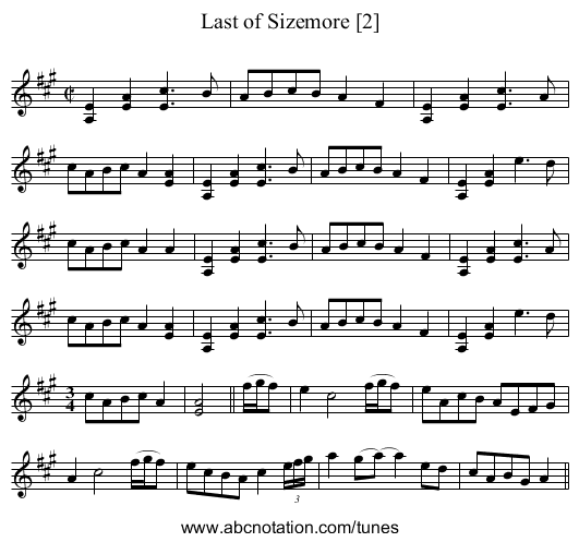 Last of Sizemore [2] - staff notation