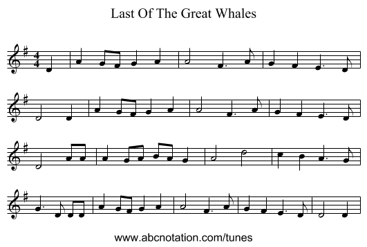 Last Of The Great Whales - staff notation