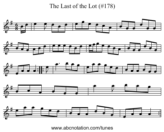 Last of the Lot (#178), The - staff notation