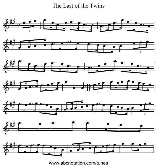 Last of the Twins, The - staff notation