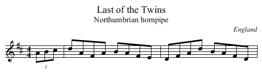 Last of the Twins - staff notation