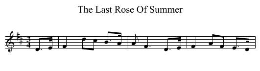 Last Rose Of Summer, The  - staff notation