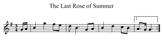 Last Rose of Summer, The - staff notation