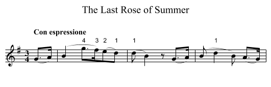 Last Rose of Summer, The - staff notation