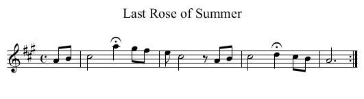 Last Rose of Summer - staff notation