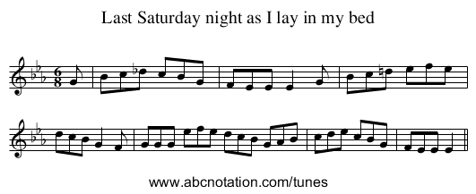 Last Saturday night as I lay in my bed - staff notation