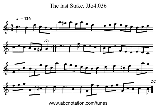 last Stake. JJo4.036, The - staff notation