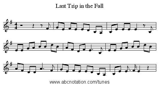 Last Trip in the Fall - staff notation