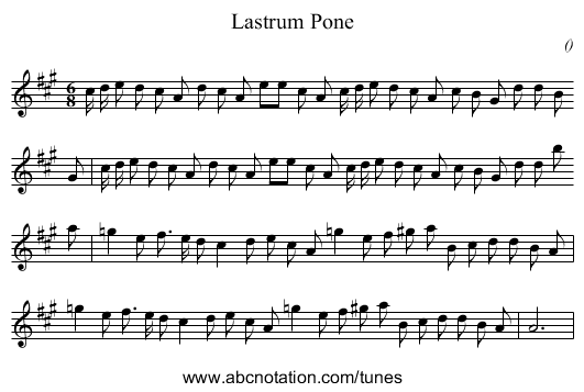 Lastrum Pone - staff notation