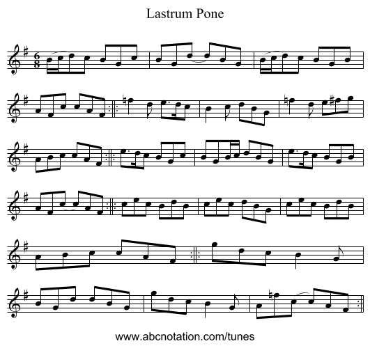 Lastrum Pone - staff notation