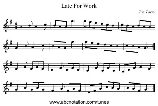Late For Work - staff notation