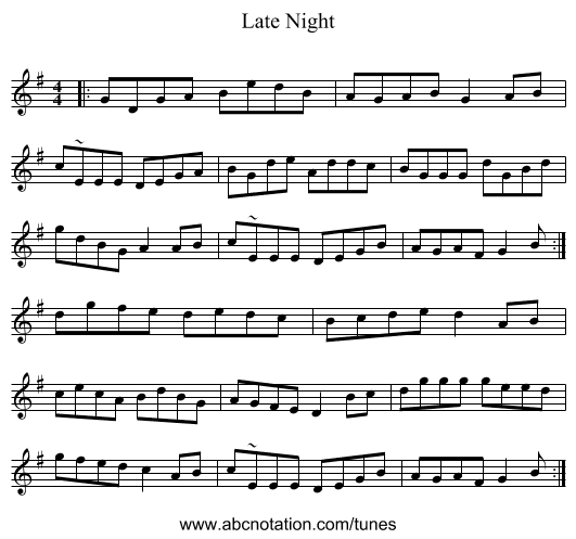 Late Night - staff notation