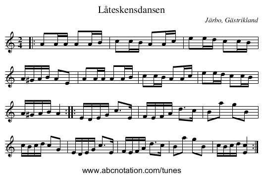Låteskensdansen - staff notation