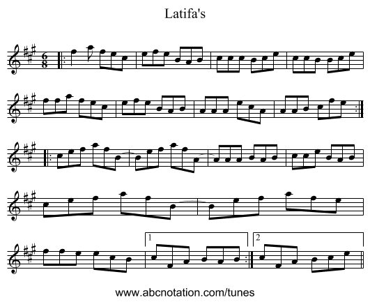 Latifa's - staff notation
