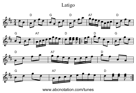 Latigo - staff notation