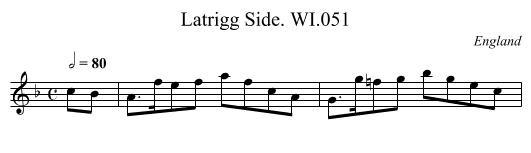 Latrigg Side. WI.051 - staff notation