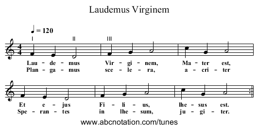 Laudemus Virginem - staff notation