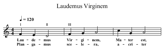 Laudemus Virginem - staff notation