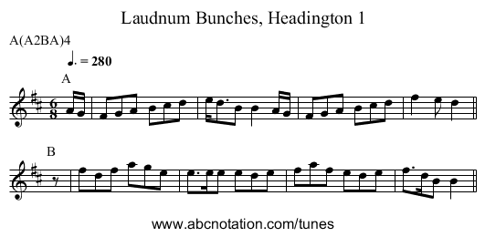 Laudnum Bunches, Headington 1 - staff notation