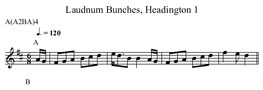 Laudnum Bunches, Headington 1 - staff notation