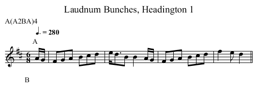 Laudnum Bunches, Headington 1 - staff notation