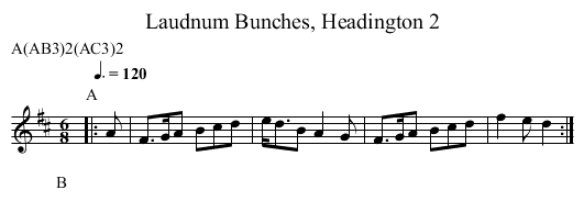 Laudnum Bunches, Headington 2 - staff notation