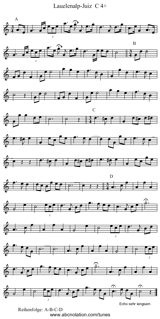 Lauelenalp-Juiz  C 4+ - staff notation
