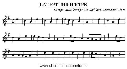 LAUFET  IHR HIRTEN - staff notation