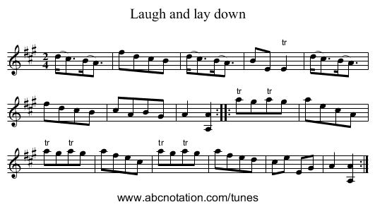 Laugh and lay down - staff notation