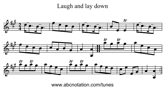 Laugh and lay down - staff notation