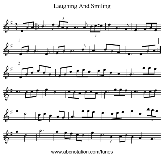 Laughing And Smiling - staff notation