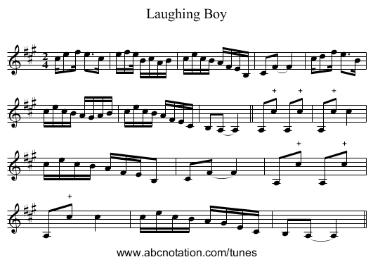 Laughing Boy - staff notation