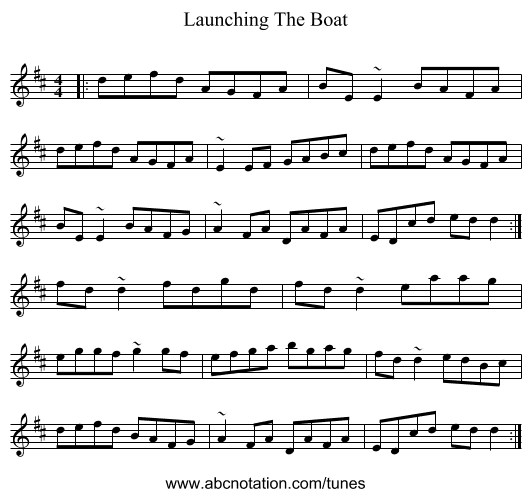 Launching The Boat - staff notation