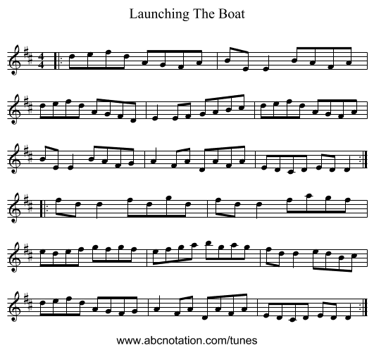Launching The Boat - staff notation