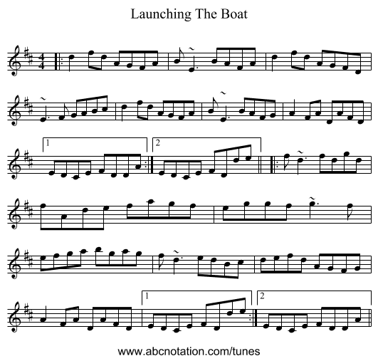 Launching The Boat - staff notation