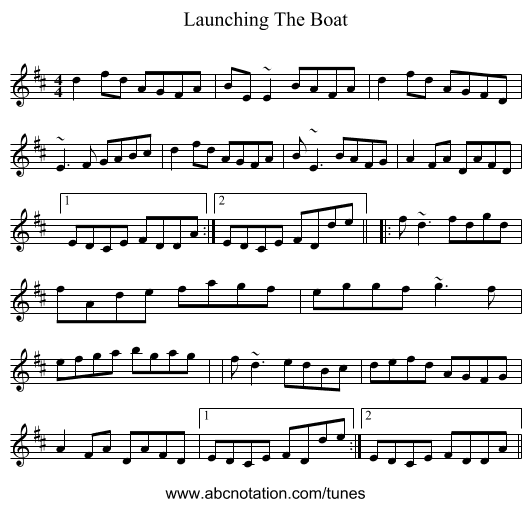 Launching The Boat - staff notation