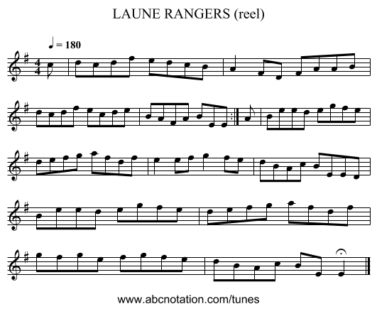 LAUNE RANGERS (reel) - staff notation