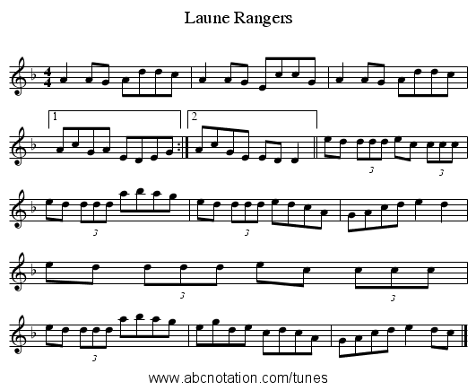 Laune Rangers - staff notation