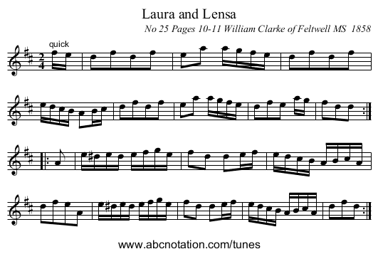 Laura and Lensa - staff notation