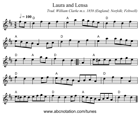 Laura and Lensa - staff notation