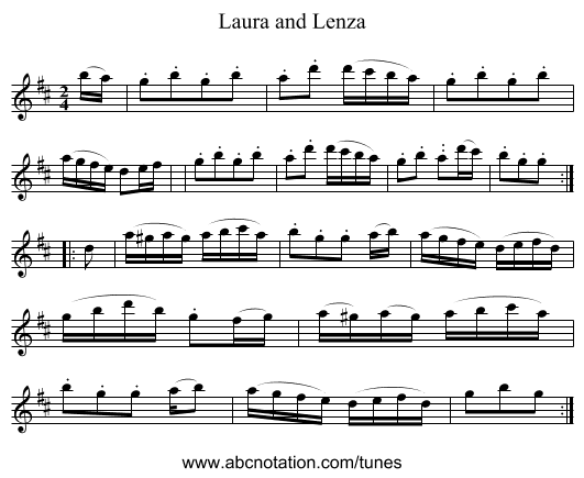 Laura and Lenza - staff notation