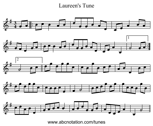 Laureen's Tune - staff notation