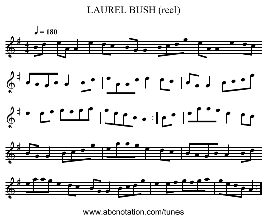 LAUREL BUSH (reel) - staff notation