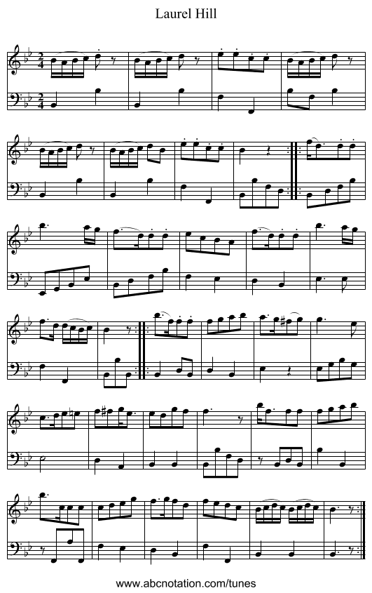 Laurel Hill - staff notation