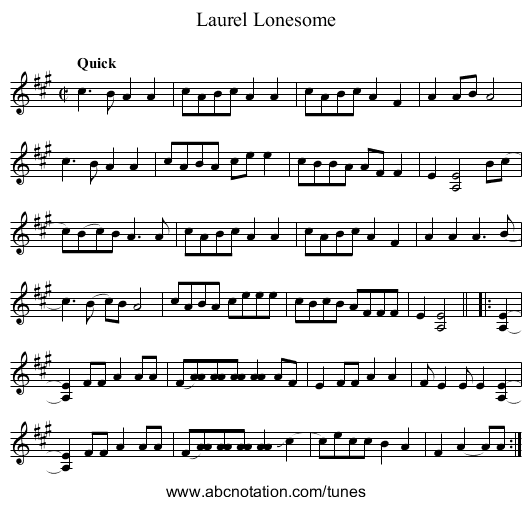 Laurel Lonesome - staff notation