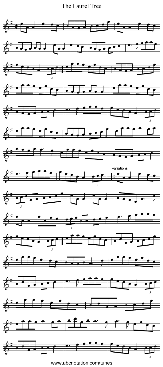 Laurel Tree, The - staff notation