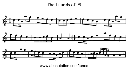 Laurels of 99, The - staff notation