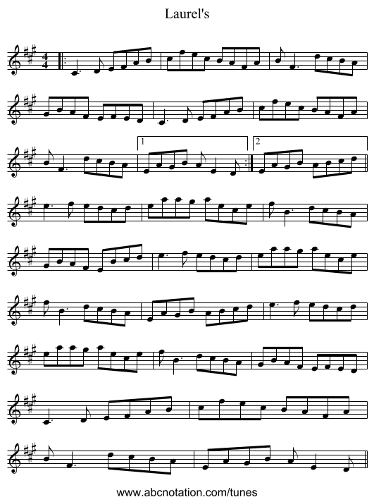Laurel's - staff notation