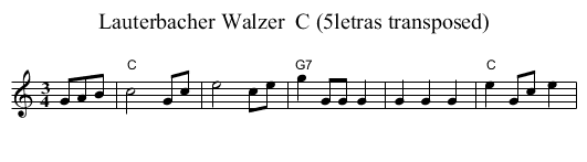 Lauterbacher Walzer  C (5letras transposed) - staff notation